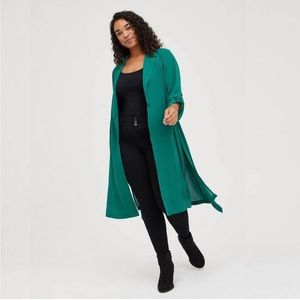 Torrid Chiffon Drape Trench 2X Evergreen Belted Georgette Woven Fabric #7404